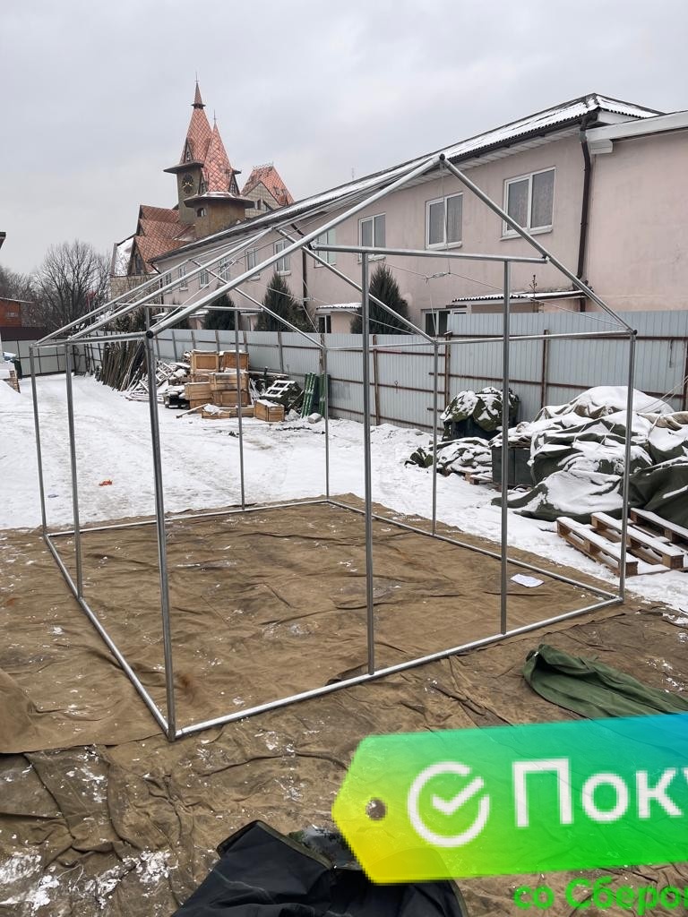 Палатка Каркасная утепленная зеленого цвета 3х4 Палатка Каркасная утепленная зеленого цвета 3х4