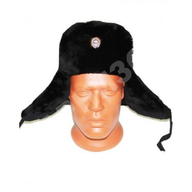 Шапка ВМФ кожаная с натуральным мехом