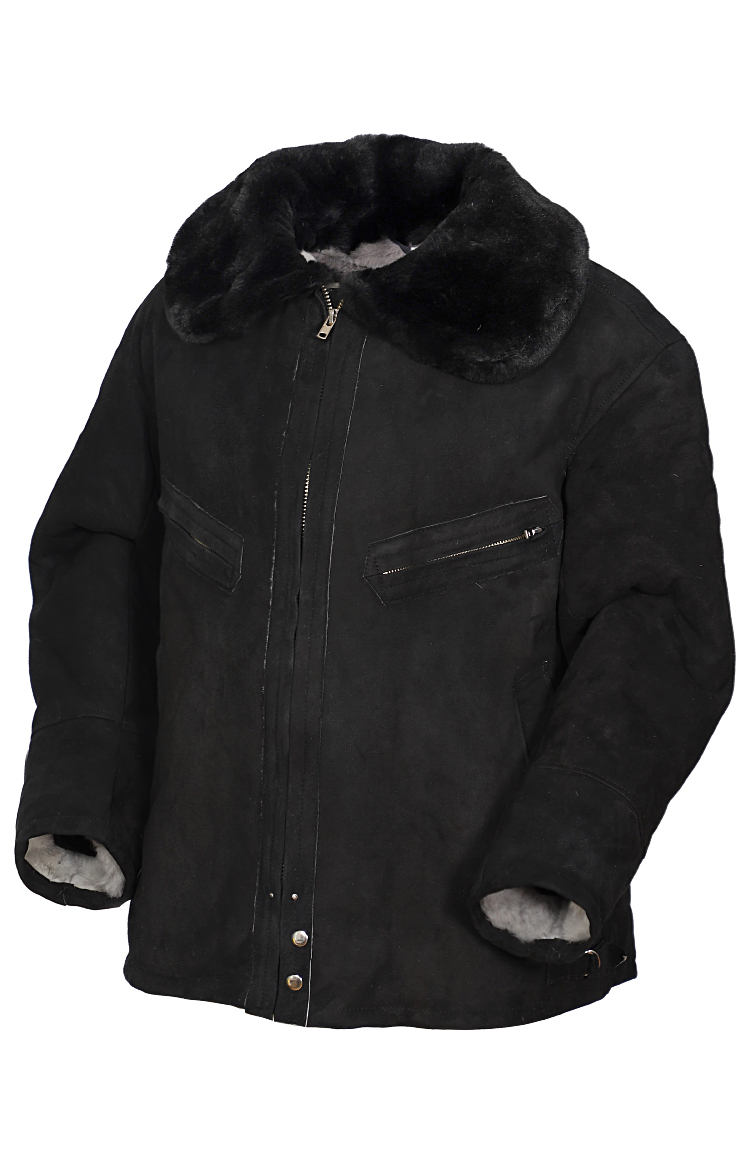 Куртка летная нагольная из натуральной овчины, черная Куртка летная нагольная из натуральной овчины, черная
